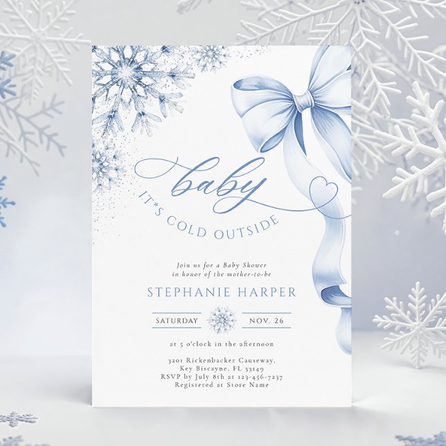 Baby It’s Cold Outside Blue Baby Shower Invitation (Creator Uploaded)