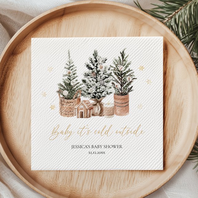 Baby It’s Cold Outside Christmas Trees Baby Shower Napkin (Creator Uploaded)