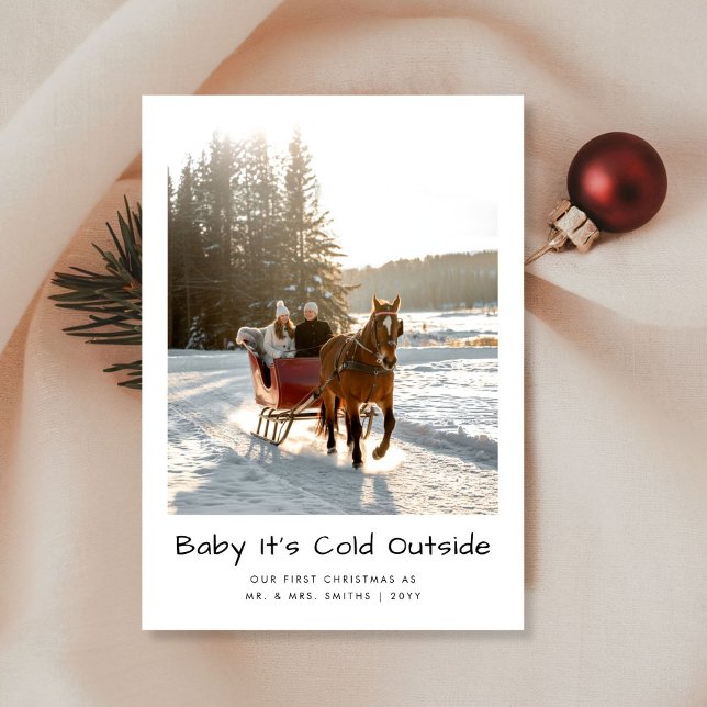 Baby It’s Cold Outside Horse Ride Newlywed Photo Holiday Card (Creator Uploaded)