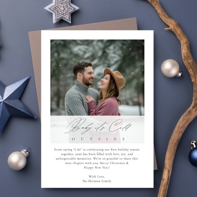 Baby It’s Cold Outside Newlywed First Christmas Holiday Card (Creator Uploaded)