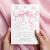 Baby It’s Cold Outside Pink Bow Winter Baby Shower