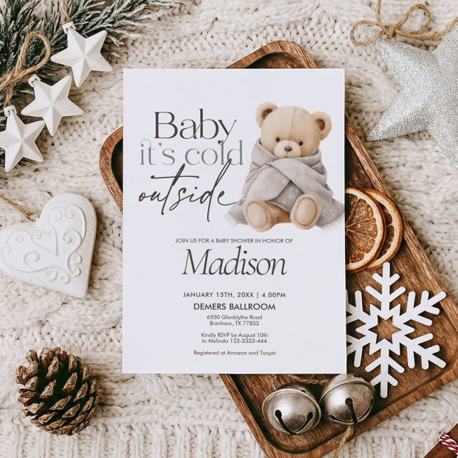 Baby It’s Cold Outside Teddy Bear Baby Shower Invitation (Creator Uploaded)