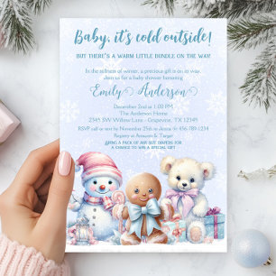 Baby, It’s Cold Outside Winter Baby Boy Shower  Invitation