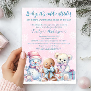 Baby, It’s Cold Outside Winter Baby Girl Shower  Invitation