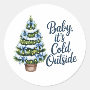 Baby, It’s Cold Outside Winter Boy Baby Shower Classic Round Sticker