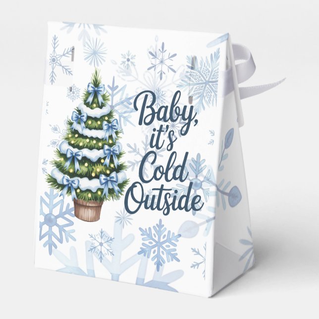 Baby, It’s Cold Outside Winter Boy Baby Shower Favour Box (Back Side)
