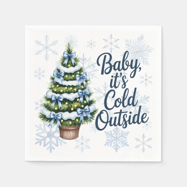 Baby, It’s Cold Outside Winter Boy Baby Shower Napkin (Front)