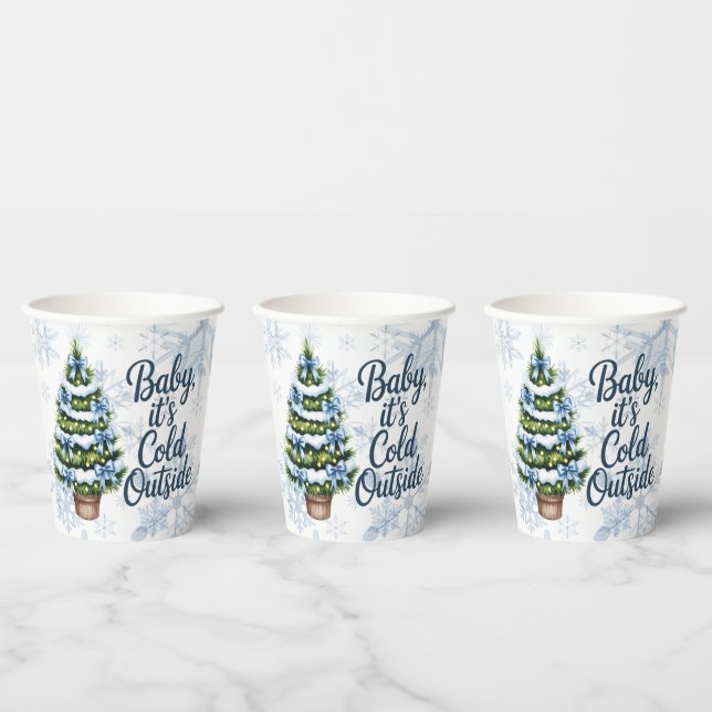 Baby, It’s Cold Outside Winter Boy Baby Shower Paper Cups (Multi)