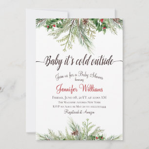 Baby It’s Cold Outside Winter Pine Baby Shower Invitation