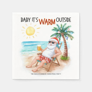 Baby It’s Warm Outside Tropical Christmas Santa Napkin