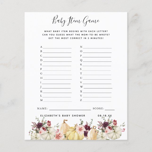 Baby Item Game | Baby Shower Game (Front)