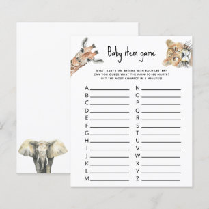 Baby item game - Safari animals baby shower