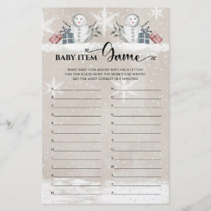 Baby Item Game  Snowman Baby Shower 