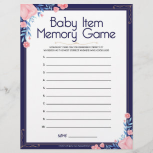 Baby Item Memory Game [Floral Frame] Custom Letterhead