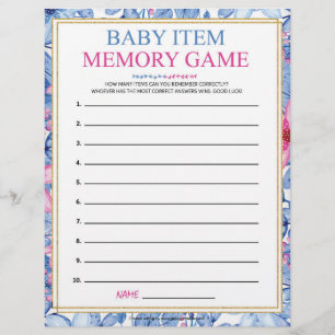 Baby Item Memory Game [Floral Watercolors] Custom Letterhead