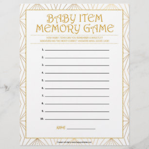 Baby Item Memory Game [Golden Lines] Custom Letterhead