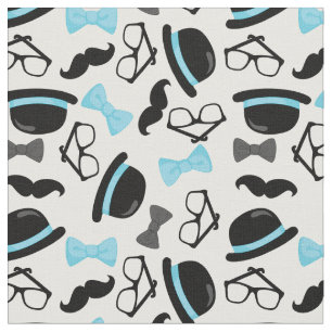 Baby It's a Boy Blue Moustache Little Man Fabric