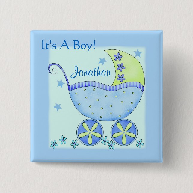 Baby "Its A Boy" Name Personalised Badge Pin (Front)