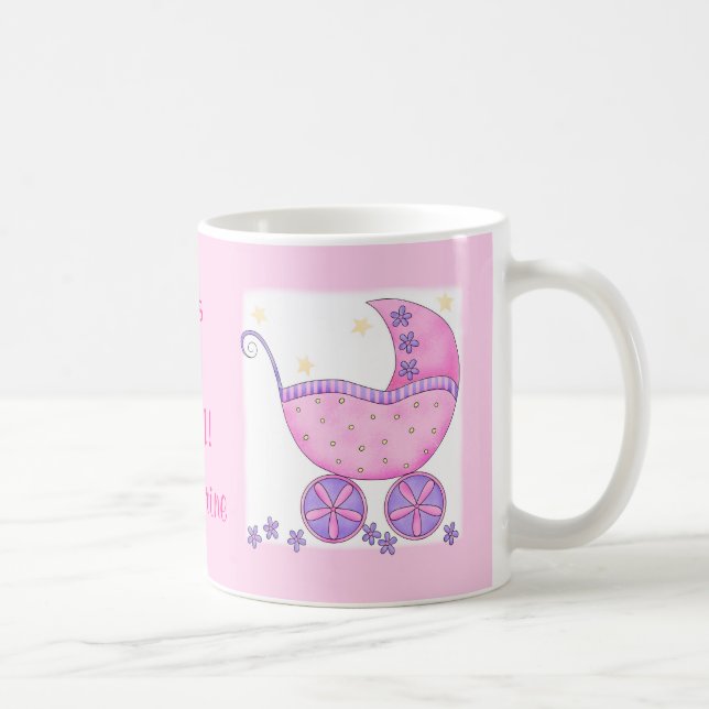 Baby "Its A Girl" Name Personalised Pink Coffee Mug (Right)