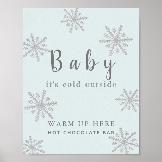 Baby It's Cold Blue Hot Chocolate Bar Sign (Front)