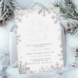 Baby It's Cold Blush Snowflake Baby Shower 