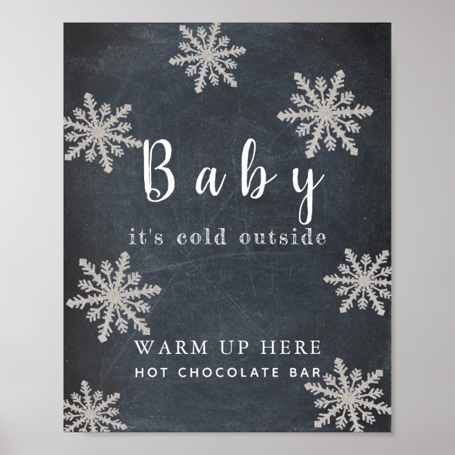 Baby It's Cold Chalkboard Hot Chocolate Bar Sign (Front)