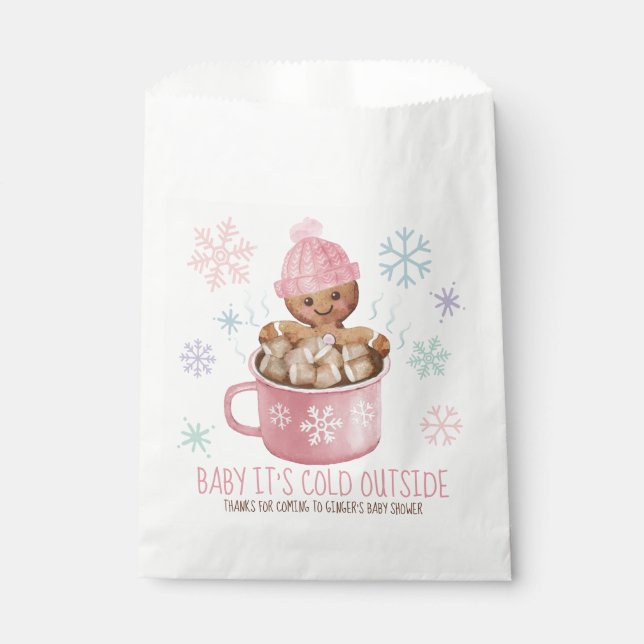 Baby It's Cold Cookie & Cocoa Girl Baby Shower  Favour Bags (Front)