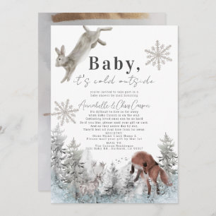 Baby It's Cold Outside Animals Baby Shower by Mail Invitation