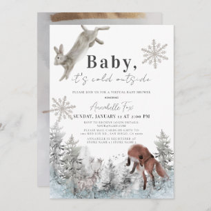 Baby It's Cold Outside Animals Virtual Baby Shower Invitation