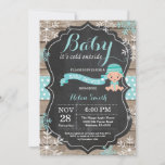 Baby its Cold Outside Aqua Baby Shower Invitation<br><div class="desc">Baby its Cold Outside Rustic Winter Baby Shower invitation. Auqa Snowflake. Rustic Wood Chalkboard Background. Country Vintage Retro Barn. Boy or Girl Baby Shower Invitation. Winter Holiday Baby Shower Invite. Aqua and White Snowflakes. For further customisation, please click the "Customise it" button and use our design tool to modify this...</div>