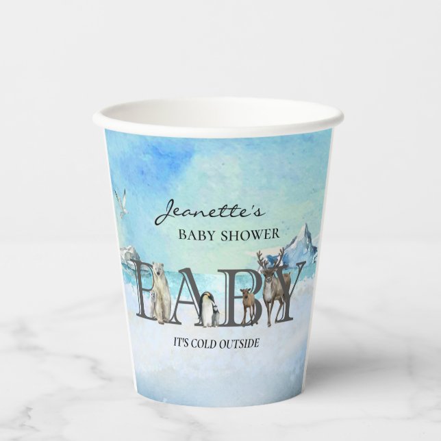 Baby It's Cold Outside Arctic Animal Shower  Paper Cups (Front)