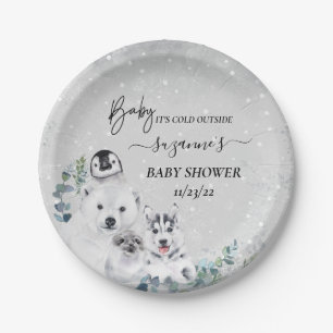 Baby It's Cold Outside Arctic Animal Shower Winter Paper Plate