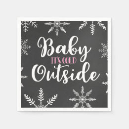 Baby Its Cold Outside Baby Girl Winter Baby Shower Napkin