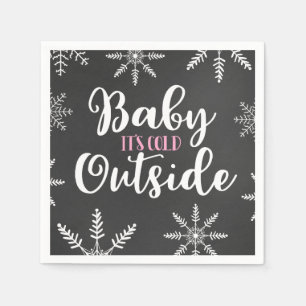 Baby Its Cold Outside Baby Girl Winter Baby Shower Napkin