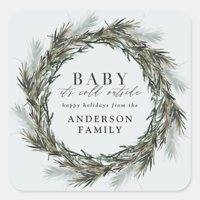 Baby it's cold outside baby holiday stickers (Front)