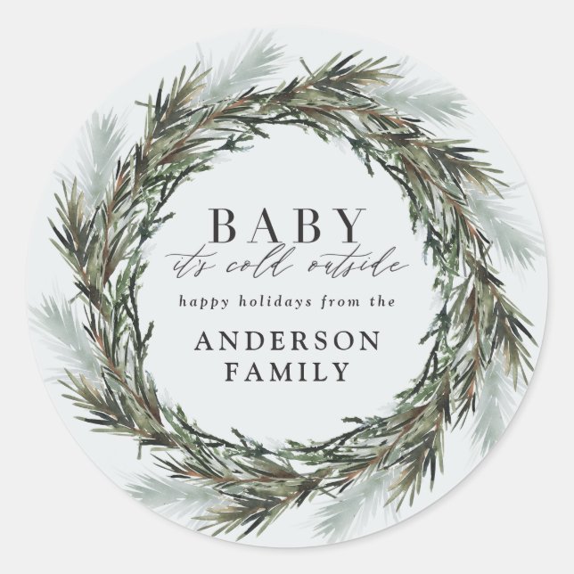 Baby it's cold outside baby holiday stickers (Front)