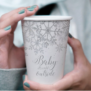Baby it's Cold Outside Baby Showe Silver Paper Cups