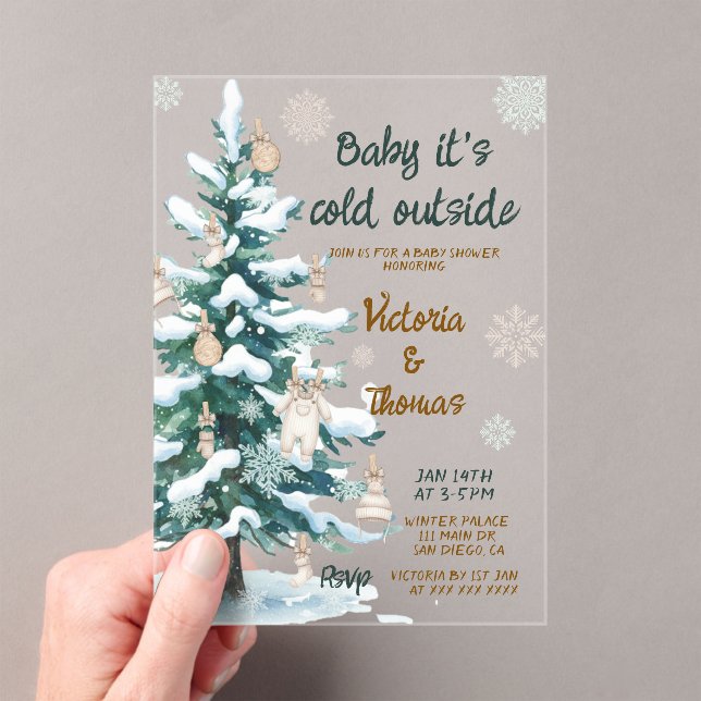 Baby It's Cold Outside Baby Shower Acrylic Invitations (Insitu (Handheld))