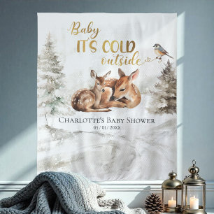 Baby it's cold outside Baby Shower Backdrop Tapestry
