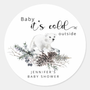Baby its cold outside baby shower  classic round sticker