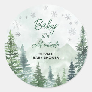 Baby it's Cold Outside Baby Shower Classic Round Sticker