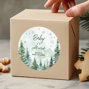 Baby it's Cold Outside Baby Shower Classic Round Sticker
