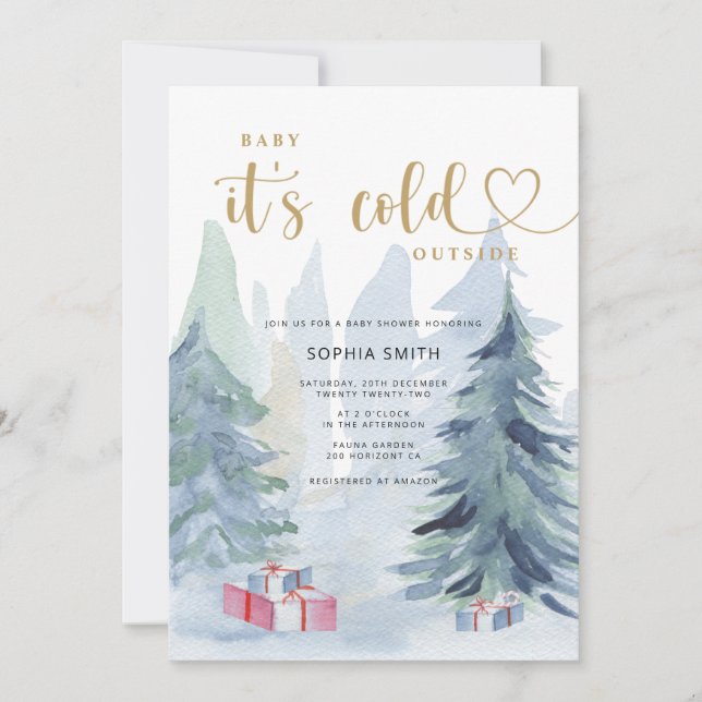 Baby it's cold outside baby shower  invitation (Front)
