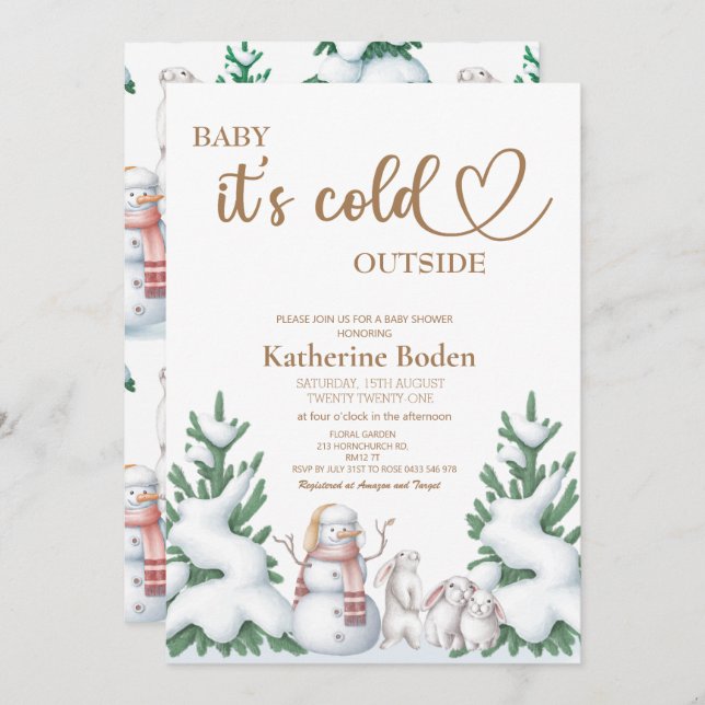 Baby it's cold outside baby shower invitation  (Front/Back)