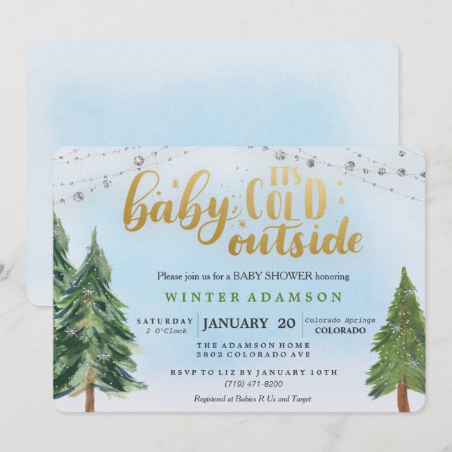 Baby Its Cold Outside Baby Shower Invitation (Front/Back)