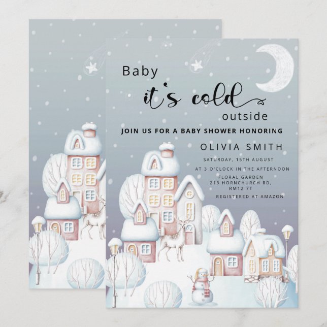 Baby it's cold outside baby shower invitation (Front/Back)