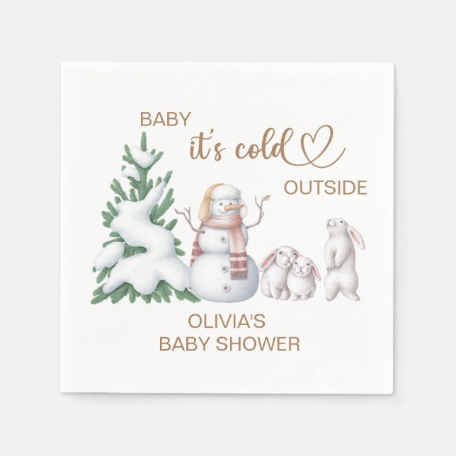 Baby its cold outside. Baby Shower Napkin (Front)