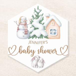Baby it's cold outside baby shower paper coaster