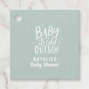 Baby it's cold outside baby shower party square favour tags