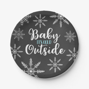 Baby It's Cold Outside Baby Shower Snowflake Paper Plate
